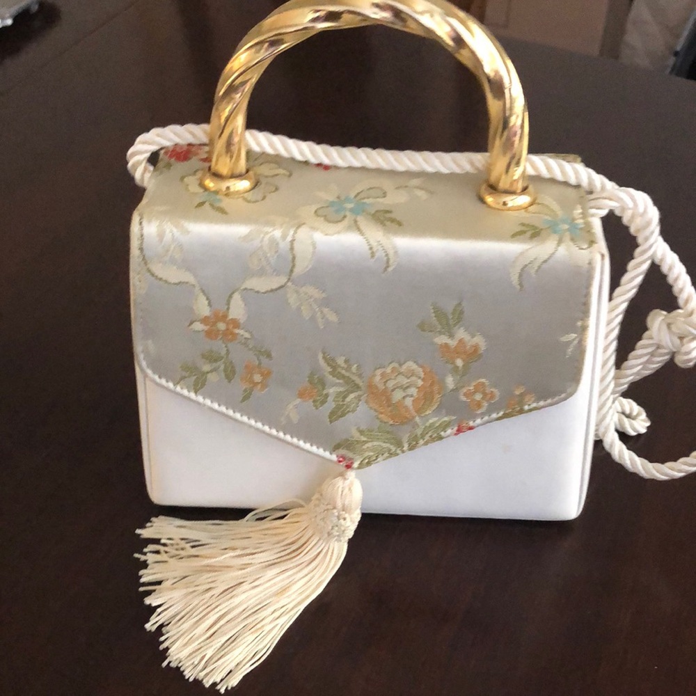 Vintage evening bag multicolored mainly cream